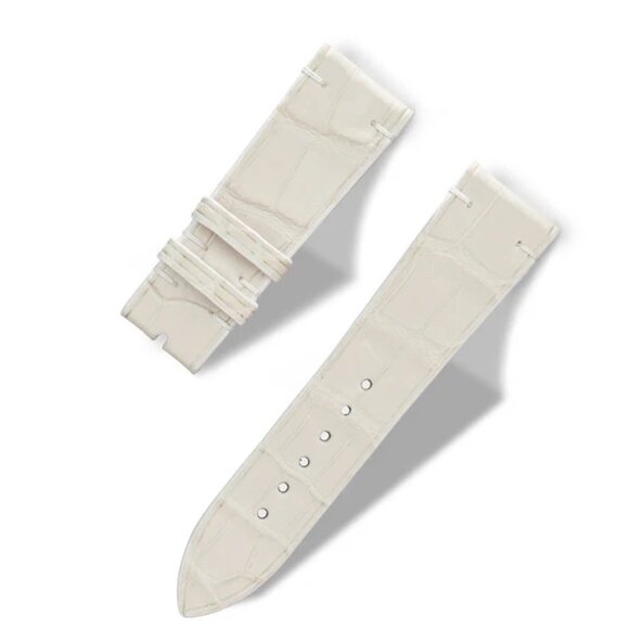 Genuine Alligator Watch Strap – Premium Exotic Skin - Alabaster Color - Picture 4 of 6